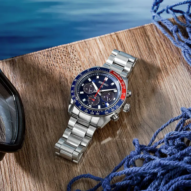 Seiko Prospex Speedtimer Solar Blue Dial Pepsi Bezel Men's Watch- SSC913P1